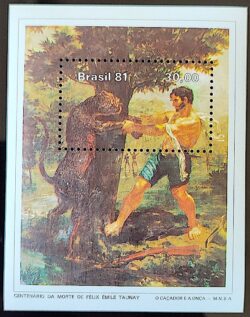 B 48 Bloco Centenario Felix Emile Taunay Pintor Arte Franca Onca 1981