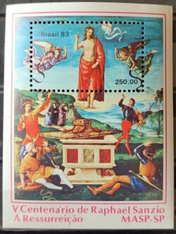 B 56 Bloco V Centenario Pintor Raphael Sanzio Italia Arte 1983