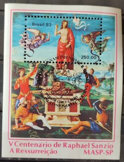 B 56 Bloco V Centenario Pintor Raphael Sanzio Italia Arte 1983 CBC SP