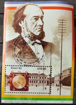 B 64 Bloco Centenario Luis Breguet Telegrafo Servico Postal 1983 CBC RJ