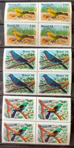 C 1036 Selo Passaros Brasileiros Fauna Ave 1978 Serie Completa Quadra