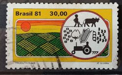 C 1183 Selo Agricultura Economia Trator 1981 Circulado 1