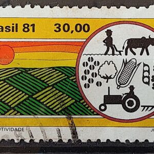 C 1183 Selo Agricultura Economia Trator 1981 Circulado 1