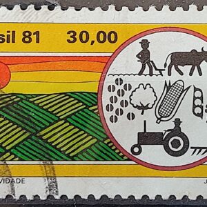 C 1183 Selo Agricultura Economia Trator 1981 Circulado 2