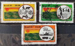 C 1183 Selo Agricultura Economia Trator 1981 Serie Completa Circulado 3