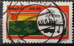 C 1185 Selo Agricultura Economia Navio Trem 1981 Circulado 1