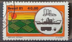 C 1185 Selo Agricultura Economia Navio Trem 1981 Circulado 2