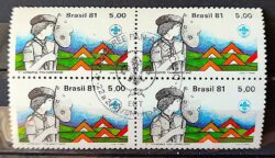 C 1186 Selo Jamboree Escoteiro Escotismo 1981 Quadra CBC RS