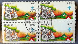 C 1188 Selo Jamboree Escoteiro Escotismo 1981 Quadra CPD RS