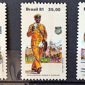 C 1189 Selo Cinquentenario Departamento de Correios e Telegrafos Servico Postal Carteiro Imperio 1981 Serie Completa