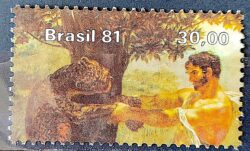 C 1192 Selo Centenario Felix Emile Taunay Pintor Arte Franca Onca 1981