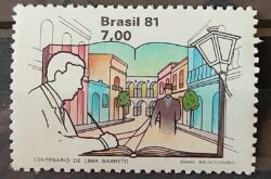 C 1193 Selo Centenario Lima Barreto Literatura 1981