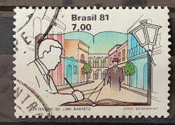 C 1193 Selo Centenario Lima Barreto Literatura 1981 Circulado 2