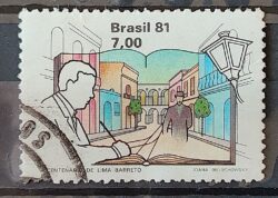 C 1193 Selo Centenario Lima Barreto Literatura 1981 Circulado 5