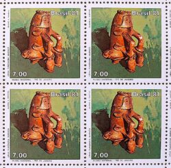 C 1194 Selo Museu de Ciencia Arqueologia Goeldi Paranagua Ceramica 1981 Serie Completa Quadra