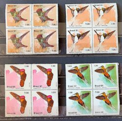 C 1197 Selo Fauna Ave Passaro Beija Flor 1981 Quadra Serie Completa