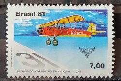 C 1207 Selo 50 Anos Correio Aereo Nacional Aviao Servico Postal 1981