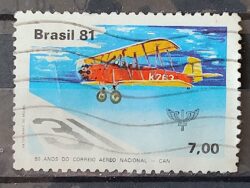 C 1207 Selo 50 Anos Correio Aereo Nacional Aviao Servico Postal 1981 Circulado 2