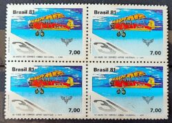 C 1207 Selo 50 Anos Correio Aereo Nacional Aviao Servico Postal 1981 Quadra 2