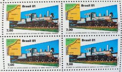 C 1208 Selo 50 Anos Estrada de Ferro Trem Mapa 1981 Quadra