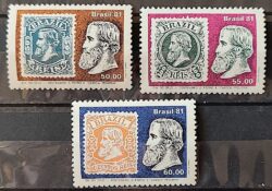 C 1210 Selo Centenario Emissao Dom Pedro Dia do Selo Filatelia Servico Postal 1981 Serie Completa