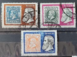 C 1210 Selo Centenario Emissao Dom Pedro Dia do Selo Filatelia Servico Postal 1981 Serie Completa Circulado 1