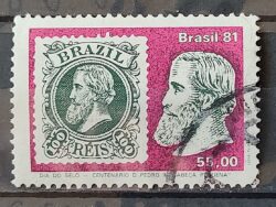 C 1211 Selo Centenario Emissao Dom Pedro Dia do Selo Filatelia Servico Postal 1981 Circulado 4