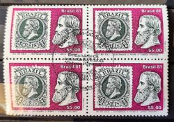 C 1211 Selo Centenario Emissao Dom Pedro Dia do Selo Filatelia Servico Postal 1981 Quadra CBC RJ