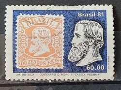 C 1212 Selo Centenario Emissao Dom Pedro Dia do Selo Filatelia Servico Postal 1981 Circulado 1