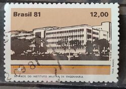 C 1213 Selo Cinquentenario Instituto Militar de Engenharia Educacao 1981 Circulado 1