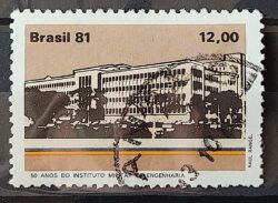 C 1213 Selo Cinquentenario Instituto Militar de Engenharia Educacao 1981 Circulado 12