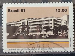 C 1213 Selo Cinquentenario Instituto Militar de Engenharia Educacao 1981 Circulado 13