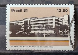 C 1213 Selo Cinquentenario Instituto Militar de Engenharia Educacao 1981 Circulado 14
