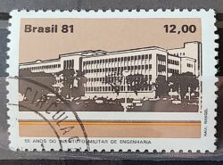 C 1213 Selo Cinquentenario Instituto Militar de Engenharia Educacao 1981 Circulado 6