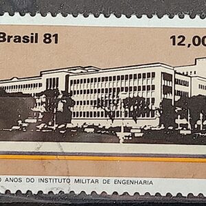 C 1213 Selo Cinquentenario Instituto Militar de Engenharia Educacao 1981 Circulado 7