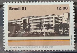 C 1213 Selo Cinquentenario Instituto Militar de Engenharia Educacao 1981 Circulado 9