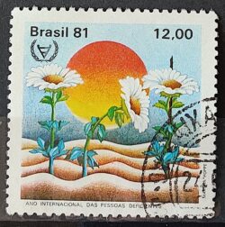 C 1217 Selo Ano Internacional Pessoas Deficientes Flor Saude 1981 Circulado 1
