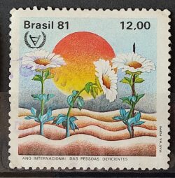 C 1217 Selo Ano Internacional Pessoas Deficientes Flor Saude 1981 Circulado 2