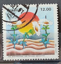 C 1217 Selo Ano Internacional Pessoas Deficientes Flor Saude 1981 Circulado 4