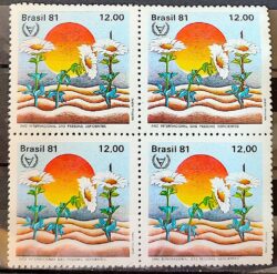 C 1217 Selo Ano Internacional Pessoas Deficientes Flor Saude 1981 Quadra