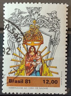 C 1222 Selo Cirio de Nazare Virgem Maria Religiao 1981 Circulado 2