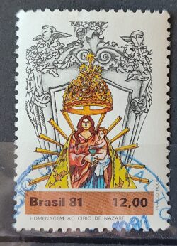 C 1222 Selo Cirio de Nazare Virgem Maria Religiao 1981 Circulado 3