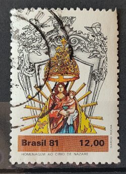 C 1222 Selo Cirio de Nazare Virgem Maria Religiao 1981 Circulado 4