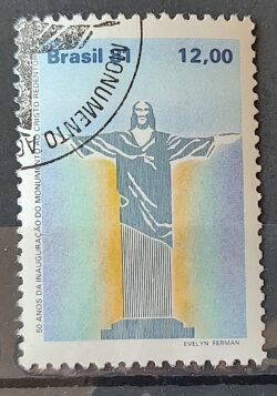C 1223 Selo 50 Anos Cristo Redentor Monumento Religiao 1981 Circulado 2