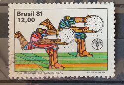 C 1224 Selo Dia Mundial da Alimentacao Saude Economia 1981 Circulado 4