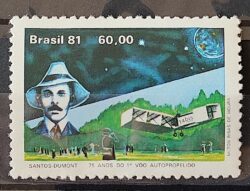 C 1225 Selo Santos Dumont 14 Bis Aviao Aviacao 1981