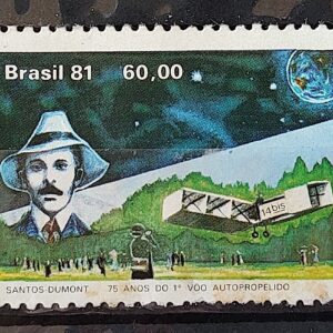 C 1225 Selo Santos Dumont 14 Bis Aviao Aviacao 1981 Circulado 2