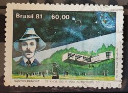 C 1225 Selo Santos Dumont 14 Bis Aviao Aviacao 1981 Circulado 3
