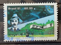 C 1225 Selo Santos Dumont 14 Bis Aviao Aviacao 1981 Circulado 4