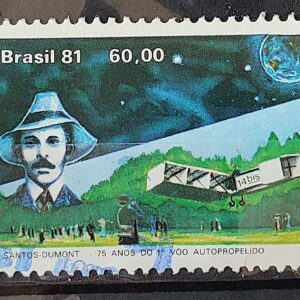 C 1225 Selo Santos Dumont 14 Bis Aviao Aviacao 1981 Circulado 4
